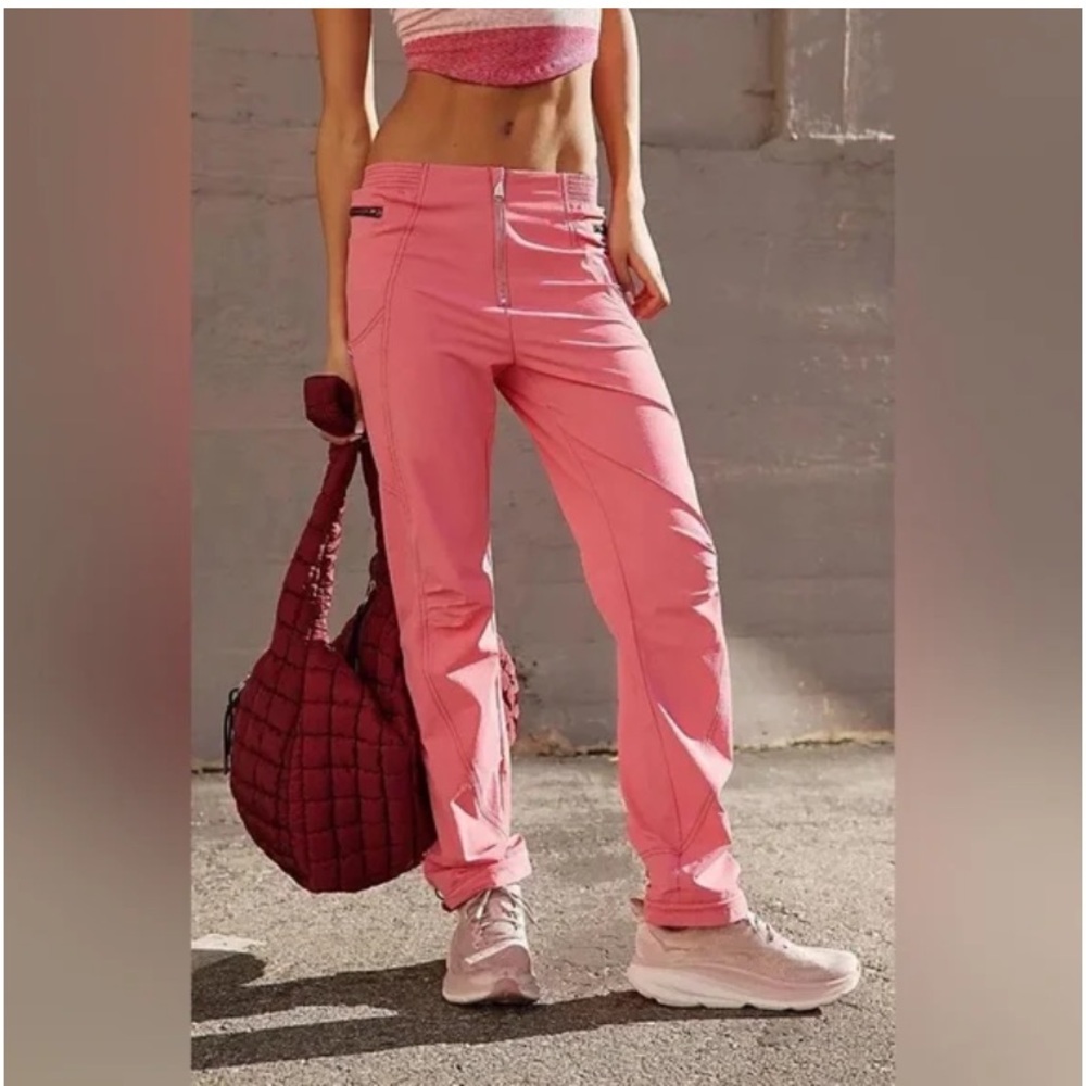 NWT! Free People cascade straight leg track active rose pink S - Picture 2 of 4